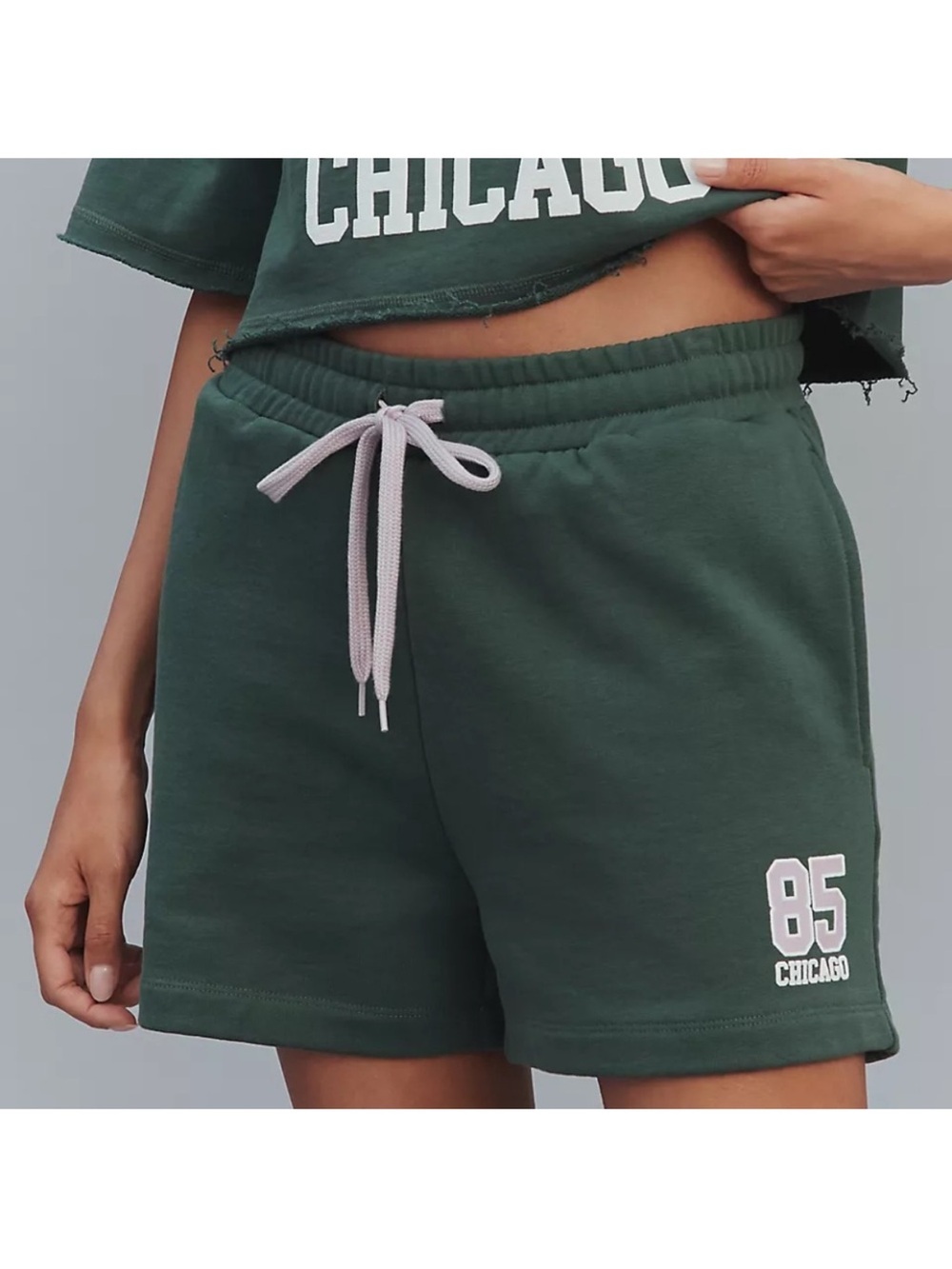 ANTHROPOLOGIE Daily Practice Jersey Sweat Shorts Chicago Green Sz XL NEW